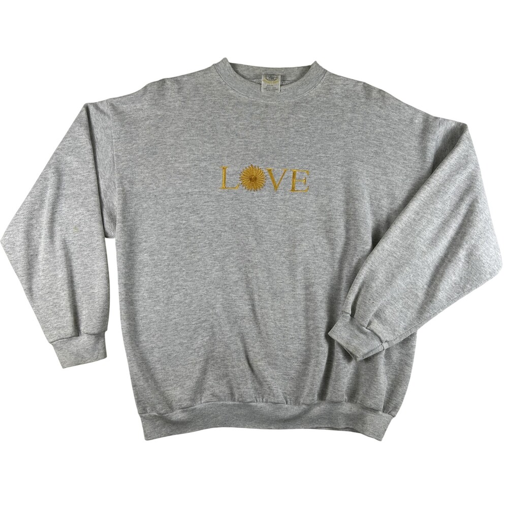 Vintage Galt Sand Sweatshirt Womens Large LOVE Flower Graphic USA Embroidered